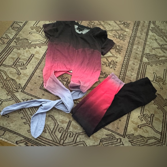 Carbon38 Other - Carbon38 Black Ombré Wrap Tee and Leggings Set